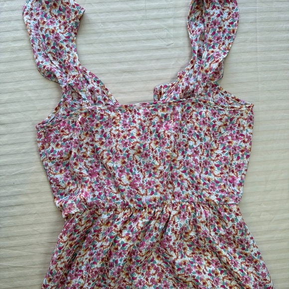 SOCIALITE Pink Floral Print Ruffled Faux Wrap High/Low Midi Dress Women Small - Picture 8 of 9